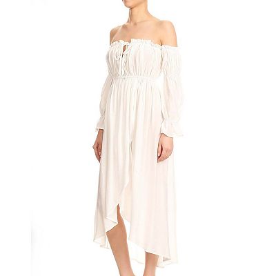 blue dress for baby girl Flutter Sleeve Flowy Lace Chiffon Boho Wedding Dress Light Ivory main image 0