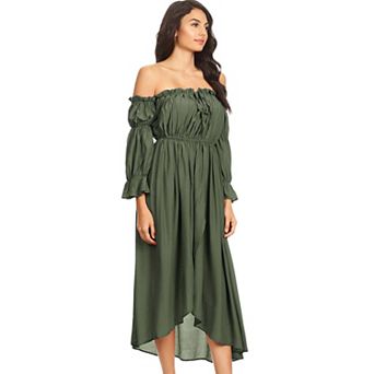 Women's Casual Boho Long Sleeve Off Shoulder Renaissance Dress