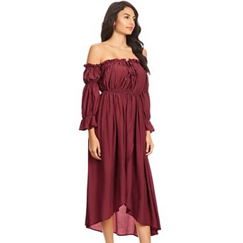 Women's Casual Boho Long Sleeve Off Shoulder Renaissance Dress