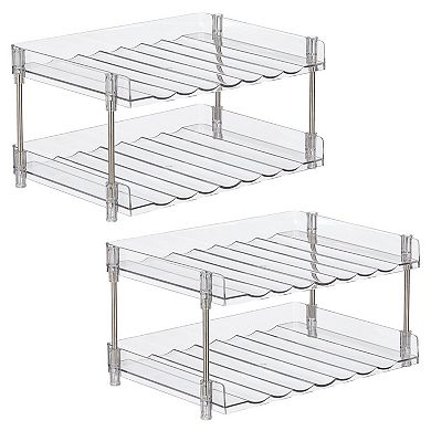 mDesign Free-Stand Stackable 2-Tier Water Bottle Holder, 2 Pack, Clear/Polished