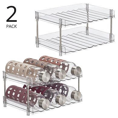 mDesign Free-Stand Stackable 2-Tier Water Bottle Holder, 2 Pack, Clear/Polished