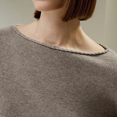 Lilysilk Braided Collar Wool And Cashmere Blend Sweatshirt For Women