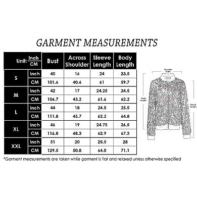 Women's Sequin Sparkle Front Zip Casual Blazer Bomber Jacket With Pockets