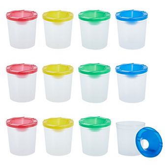 12 Pack No Spill Arts And Craft Supplies Paint Cups With Lids,4 Colors, 3 X 3 in
