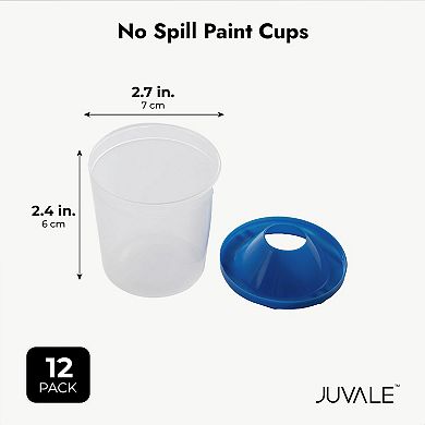 12 Pack No Spill Arts And Craft Supplies Paint Cups With Lids,4 Colors, 3 X 3 In