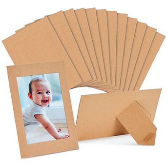 50-pack Paper Picture Frames 4x6 Easel With Stand, Kraft Paper Photo Frames