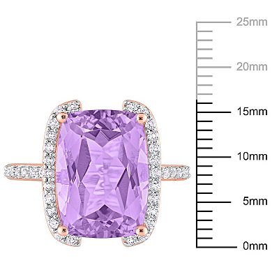 Stella Grace 18k Rose Gold Over Silver Rose De France & White Topaz Bracket Cocktail Ring