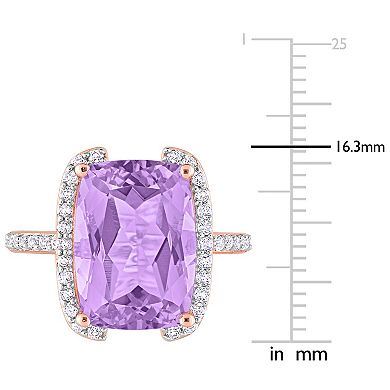 Stella Grace 18k Rose Gold Over Silver Rose De France & White Topaz Bracket Cocktail Ring