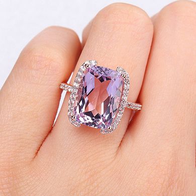Stella Grace 18k Rose Gold Over Silver Rose De France & White Topaz Bracket Cocktail Ring
