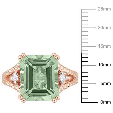 Stella Grace 18k Rose Gold Over Silver Green Quartz & White Topaz Cocktail Ring