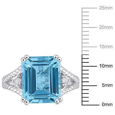 Stella Grace Sterling Silver Sky Blue Topaz & White Topaz Cocktail Ring
