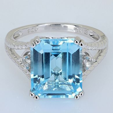 Stella Grace Sterling Silver Sky Blue Topaz & White Topaz Cocktail Ring