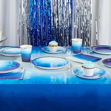 202 Pcs Blue Party Supplies With Plates, Napkins, Cups, Tablecloths, Serves 50