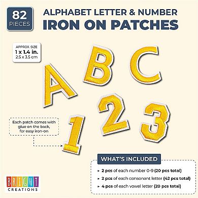 82 Pcs Gold Iron On Letters For Clothing, Alphabet Patches For Arts & Crafts