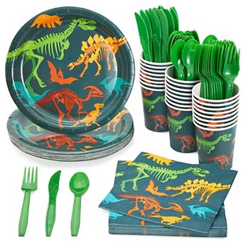 144 pc Dinosaur Party Supplies For Kids Birthday, Boy Baby Shower, 24 Guests