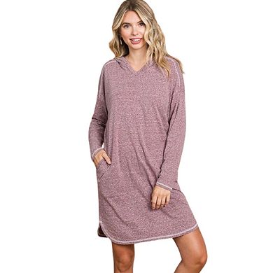Fashnzfab Full Size Hooded Long Sleeve Sweater Dress