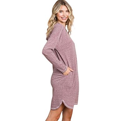 Fashnzfab Full Size Hooded Long Sleeve Sweater Dress