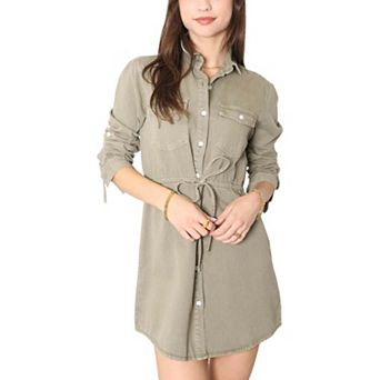 Women's Denim Long-sleeve Jean Shirt Dress
