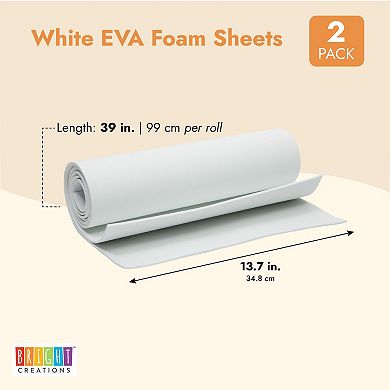 2 Pack White Eva Foam Roll, 3mm High Density Sheets For Crafts, Cosplay, 14x39"