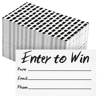 200 Enter to Win Cards 3.5x2 White Entry Form Raffle Tickets for Fairs, Contests