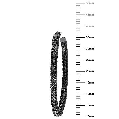 Stella Grace Sterling Silver 1/4 Carat T.W Black Diamond Hoop Earrings