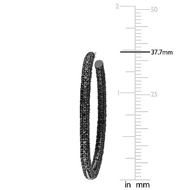 Stella Grace Sterling Silver 1/4 Carat T.W Black Diamond Hoop Earrings