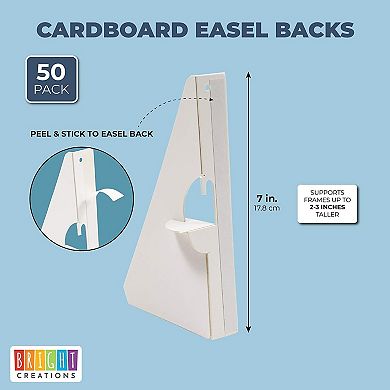 50-pack Cardboard Easel Backs, Self-stick 7 In Picture And Art Easel Stands