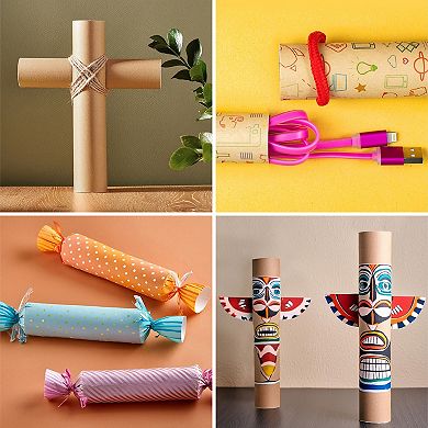 50 Empty Brown Cardboard Rolls for Crafts, DIY Projects, 2 Sizes