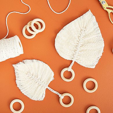 20 Pack Unfinished Natural Wooden Rings For Macrame, Diy Crafts, 2.1 In