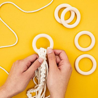 20 Pack Unfinished Natural Wooden Rings For Macrame, Diy Crafts, 2.1 In