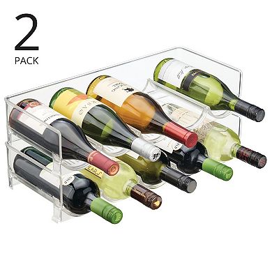 mDesign Water Bottle / Wine Rack Storage Organizer, 10 Bottles, 2 Pack - Clear