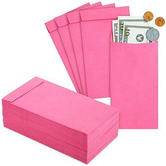 100 Pack Money Envelopes for Cash, Payroll, Money Saving, Pink, 6.5 x 3.5 inches
