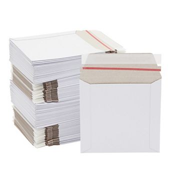 100 Pack 6x6 Rigid Mailers, 450 Gsm Self Sealing Stay Flat Cardboard Envelopes