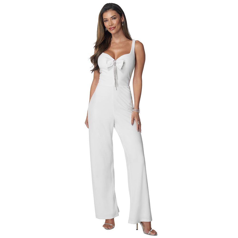 Women's bebe Bow Rhinestone Jumpsuit