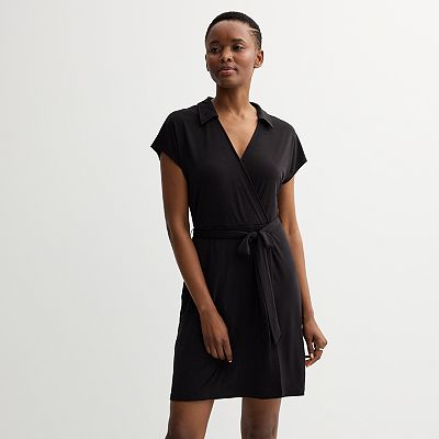 Women's Nine West Collared Wrap Mini Dress