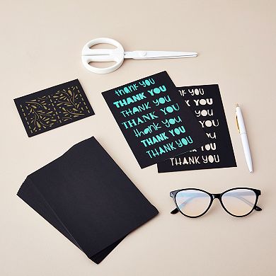 150pcs Black Cardstock Paper - Heavyweight Smooth Postcard Invitation, 5" X 7"