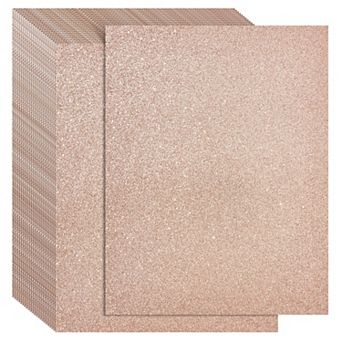 24 Sheets Rose Gold Glitter Cardstock Paper For Crafts, Wedding, 280gsm, 8.5x11