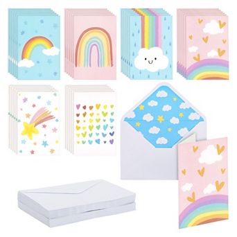 48 Pack Rainbow Thank You Cards With Envelopes, Blank 4x6 Greeting Notecards