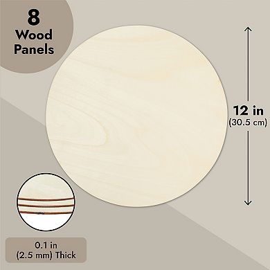Unfinished 12-inch Wooden Rounds For Crafts, Diy Home Decor, 0.1" Thick, 8 Pack