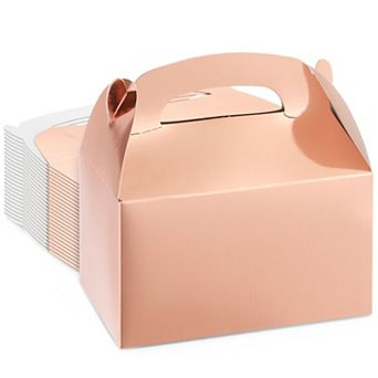 24 pc Treat Boxes Candy Gable Boxes For Party Favor (rose Gold, 6.2x3.5x3.6 In)
