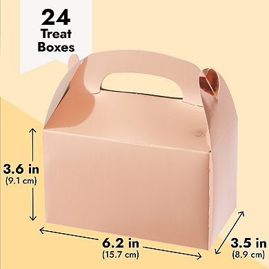 24 Pcs Treat Boxes Candy Gable Boxes For Party Favor (rose Gold, 6.2x3.5x3.6 In)