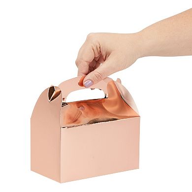 24 Pcs Treat Boxes Candy Gable Boxes For Party Favor (rose Gold, 6.2x3.5x3.6 In)