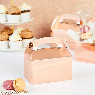 24 Pcs Treat Boxes Candy Gable Boxes For Party Favor (rose Gold, 6.2x3.5x3.6 In)