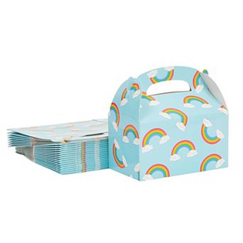 24 Pack Small Rainbow Themed Gable Boxes for Kids Birthday Themed Party Favors