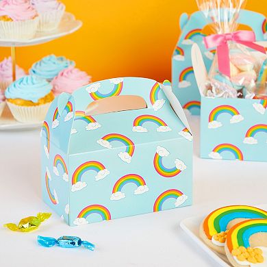 24 Pack Small Rainbow Themed Gable Boxes for Kids Birthday Themed Party Favors