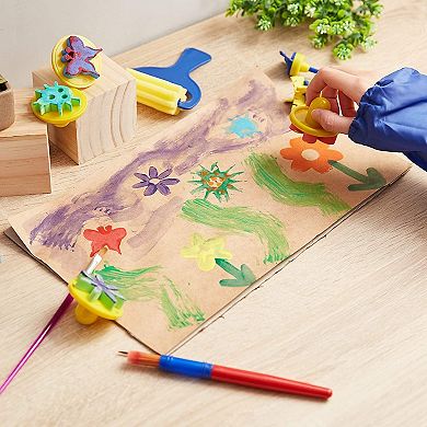 36 Pcs Painting Kit For Kids With Form Paint Brushes Rollers Stamps Arts Crafts