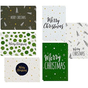 48 Pack Holiday Greeting Cards With Envelopes, 6 Merry Christmas Designs, 4x6