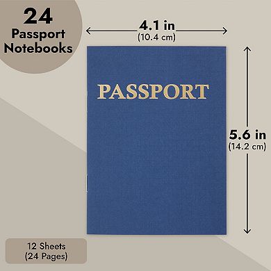 24 Pack Blank Passport Notebook for Kids, 4.1 x 5.6 Inches