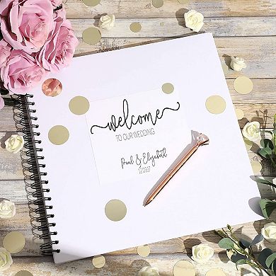 Hardcover Scrapbook Wedding Guest Book Photo Album Square Spiral Bound Cardboard