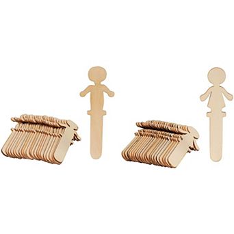 300 Pack Unfinished People Shaped Wooden Popsicle, Wood Craft Sticks, 5.8x2x0.1"